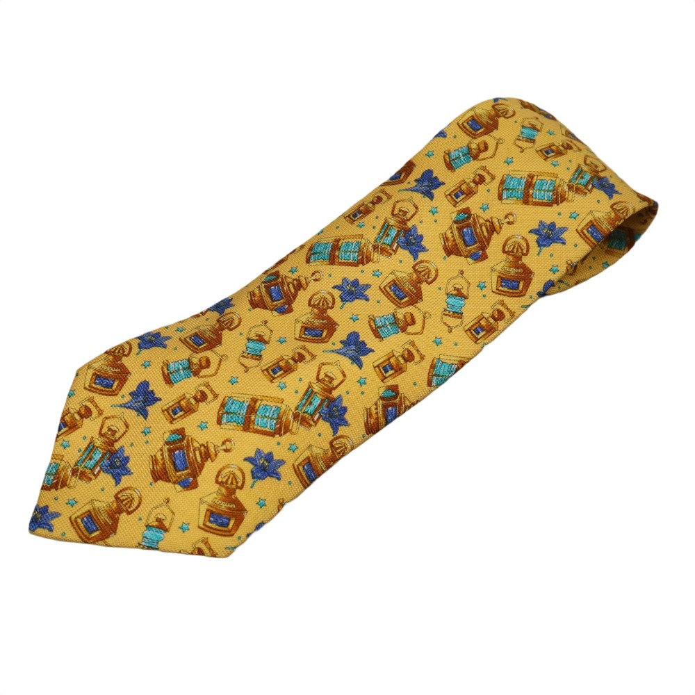 Leonard‎ Paris Silk Tie Dessin N°114 Yellow Perfume Bottle Print Made in Italy